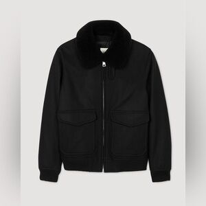 NWT Sandro Aviator Jacket Wool with shearling